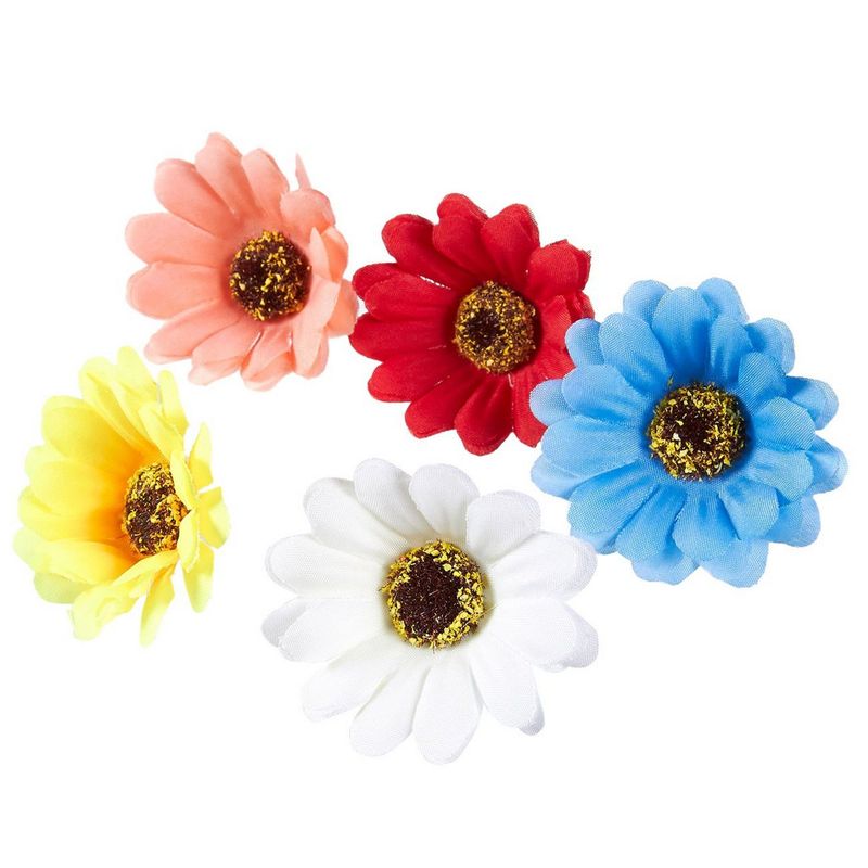 Juvale Artificial Flower Heads - 60-Pack Fake Daisy Flowers Wedding Decorations, Baby Showers, DIY Crafts, Mixed Colors, 2.1 x 2.1 x 1 inches