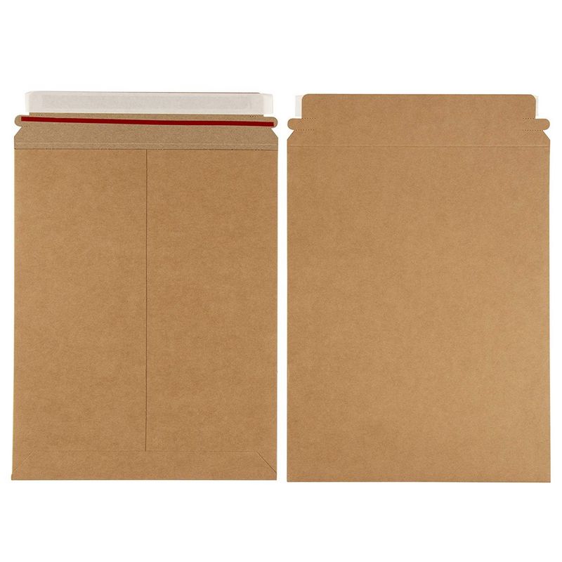 Rigid Mailers - 25-Pack Stay Flat Photo Document Mailers, Self-Seal Cardboard Envelope Mailers for Photos, Pictures, Documents, No Bend, Kraft Brown, 9 x 11 1/2 inches