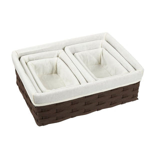 5 Piece Set Wicker Basket, Decorative Storage Baskets (Brown)
