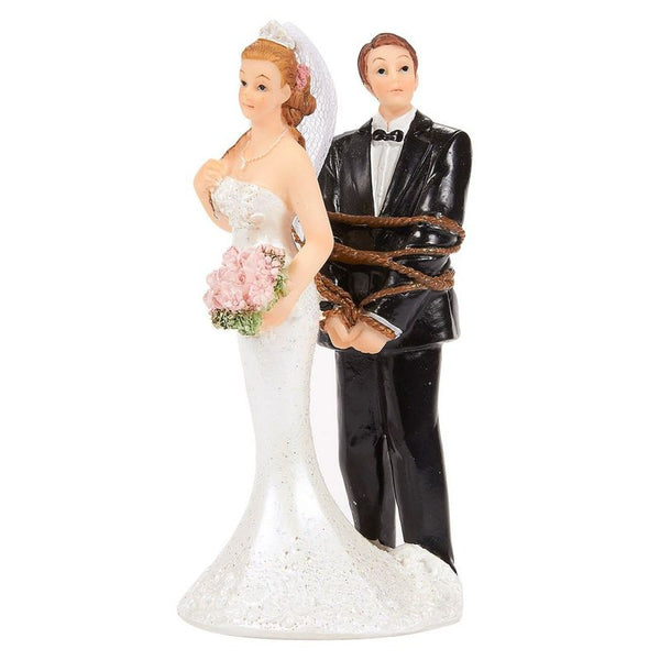Juvale Wedding Cake Topper - Bride Tied up Groom Figurines - Fun Wedding Couple Figures Decorations Gifts -2.6 x 4.6 x 2.3 inches