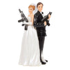 Juvale Wedding Cake Topper - Fun Wedding Couple Figures Decorations Gift (Bride Groom Figurines Holding Rifles)