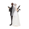 Juvale Wedding Cake Topper - Fun Wedding Couple Figures Decorations Gift (Bride Groom Figurines Holding Rifles)