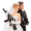 Juvale Wedding Cake Topper - Fun Wedding Couple Figures Decorations Gift (Bride Groom Figurines Holding Rifles)