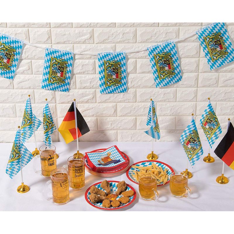 Juvale Bavarian Oktoberfest String Flags - 80-Feet German Theme Party Pennant Banner Hanging Decoration, 100 8 x 5-Inch Flag Pieces
