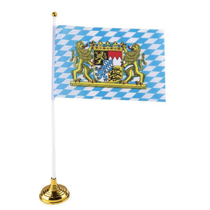 Juvale Bavaria and Germany Oktoberfest Desk Flags - 24-Piece German Theme Party Decoration Desktop Flags with Stick and Gold Stand, 12 of Each Flag, 8 x 5 Inches