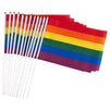 Mini Rainbow Flags Gay Pride, Handheld Stick Flags (15.75 In, 12 Pack)