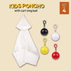 4 Pack Kids Disposable Ponchos with Ball - Disposable Raincoats for Boys and Girls - Childs Poncho, White