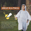 4 Pack Kids Disposable Ponchos with Ball - Disposable Raincoats for Boys and Girls - Childs Poncho, White