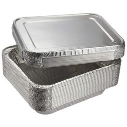 Half-Size Steam Table Aluminum Foil Pans with Lids (12.75 x 2.25 x 10.25 In, 20 Pack)