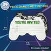 Blue Panda 24-Pack Video Game Birthday Party Invitation with Envelopes, 5 x 7 Inches
