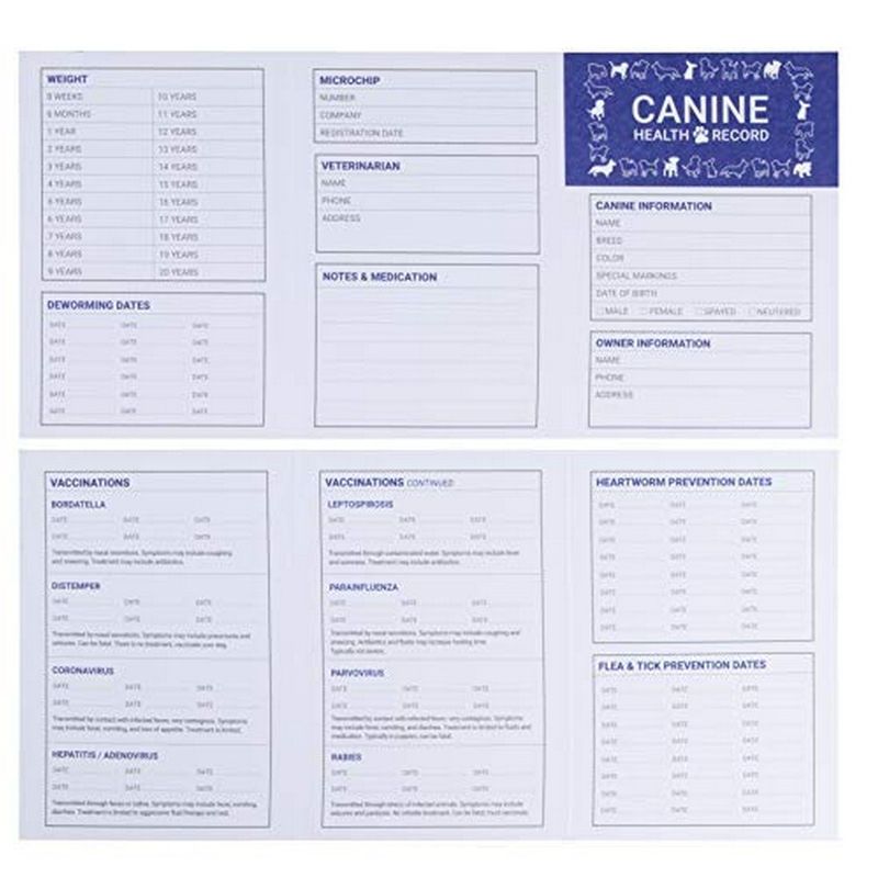 Juvale Dog Vaccination Record – 24 Pack Dog Vaccines, Puppy Shot Record, Pet Health Record for Canine, White, 4.9 x 3.4 Inches