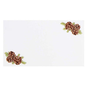 Christmas Place Cards for Table Setting, Fold Over Placecards with Pine Cones (2 x 3.5 In, 100 Pack)