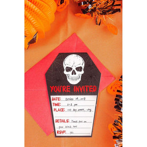 Halloween Invitation Cards - 60-Pack Halloween Party Invites, Fill-in Invitations with Envelopes, Skull Design, 4.6 x 7 Inches