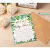 Baby Shower Invites - 36 Fill-in Baby Shower Invitations w/ Envelopes, Tropical Safari Animal Theme, Green Palm Leaves with Gold Foil Designs, Party Supplies for Baby Showers or Parties, 5 x 7 Inches