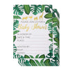 Baby Shower Invites - 36 Fill-in Baby Shower Invitations w/ Envelopes, Tropical Safari Animal Theme, Green Palm Leaves with Gold Foil Designs, Party Supplies for Baby Showers or Parties, 5 x 7 Inches