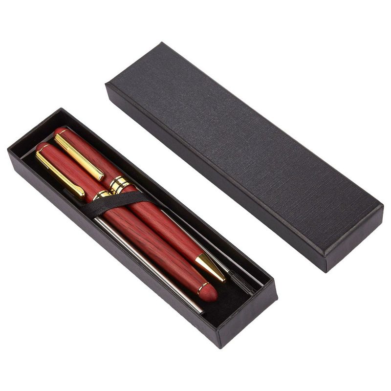 2 Pack Luxury Rosewood Pen Set for Men, Fancy Ballpoint Pens with Black Ink  Refills, Gift Boxed for Executives, Business, and Office Use 