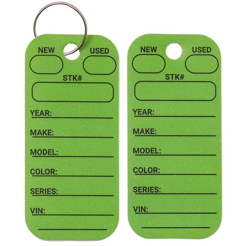 Key Car ID Tags with Key Rings, Dealership Supplies, 250 Bulk Pack (3 x 1 In)