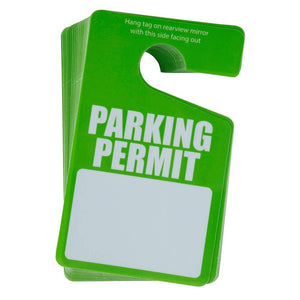Parking Permit Hang Tag - 50-Pack Parking Passes, Rear View Mirror Hang Tags, for Employees, Tenants, Students, Business, Office, Apartment, Car Lots, for Car and Other Vehicles, Green, 3 x 5 Inches