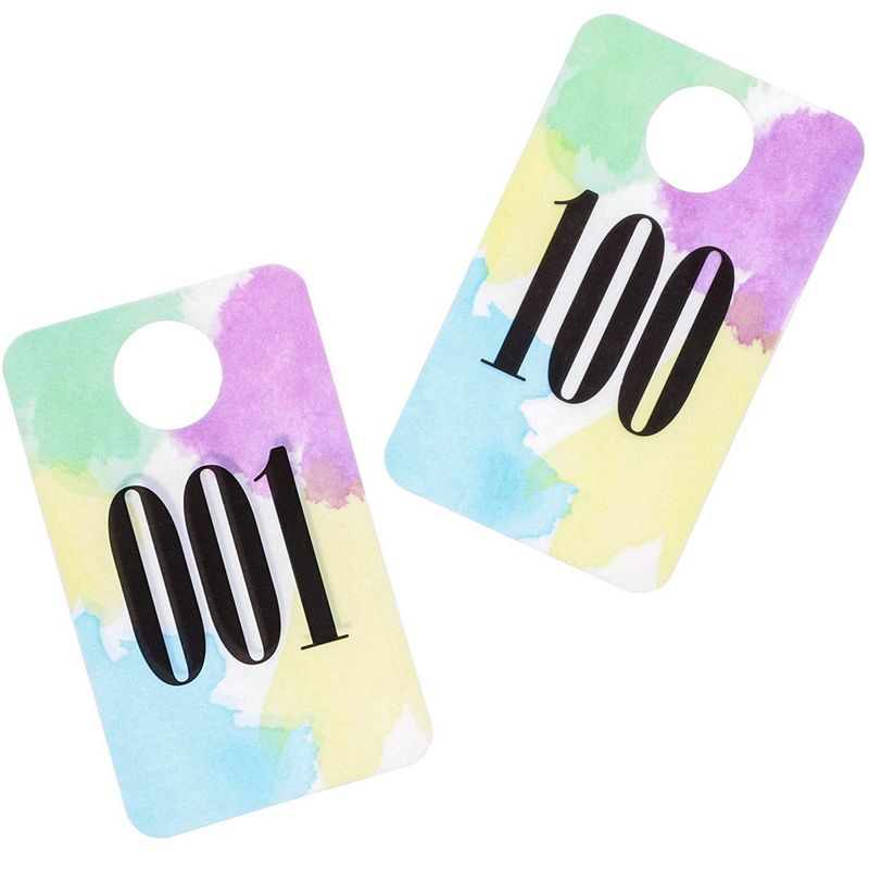 Live Sale Plastic Number Tags, Mirrored Paparazzi Cards (Watercolor, 001-100)