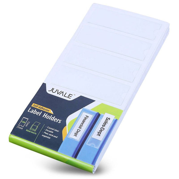 Clear Holder Binder Labels with Blank Spine Inserts, Self-Adhesive (1x3 In, 120 Pack)