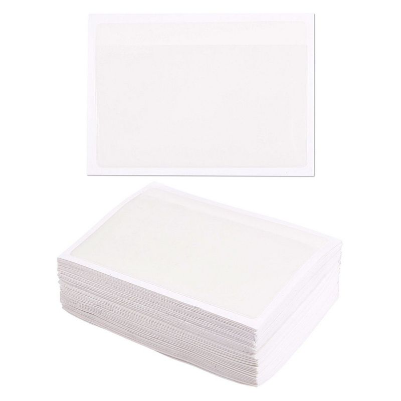Juvale 100 Pack Self Adhesive Label Holder, 3x5 Index Card Sleeves, Clear Pockets