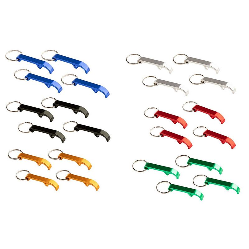 Bottle Opener Keychain - 24-Pack Heavy Duty Metal Key Chains with Beer Bottle Opener. Pocket Size Small Bar Claw Beverage Key Rings, 6 Assorted Colors