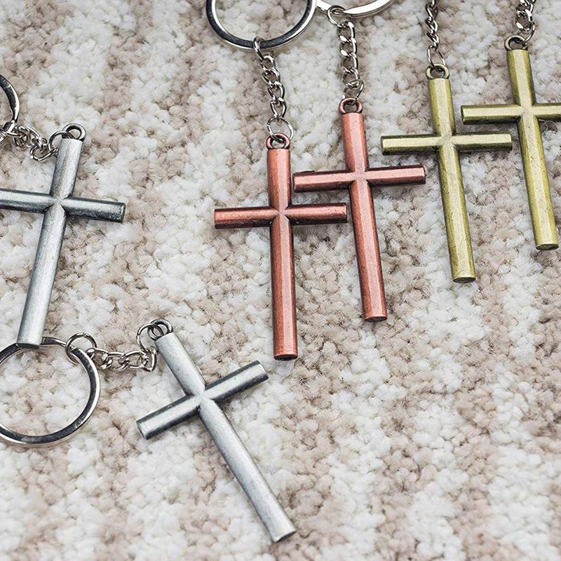 1pc Men's Creative Gold Plated Zinc Alloy Cross Keychain With Rhinestone  For Mother's Gifts