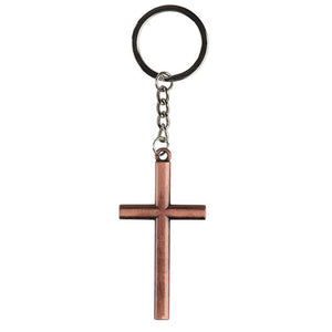 Christian Cross Keychain - Hand made Copper Cross on Iron Plate - Can be  Personalized - Faith Based Gift Idea for Men or Women, Him or her
