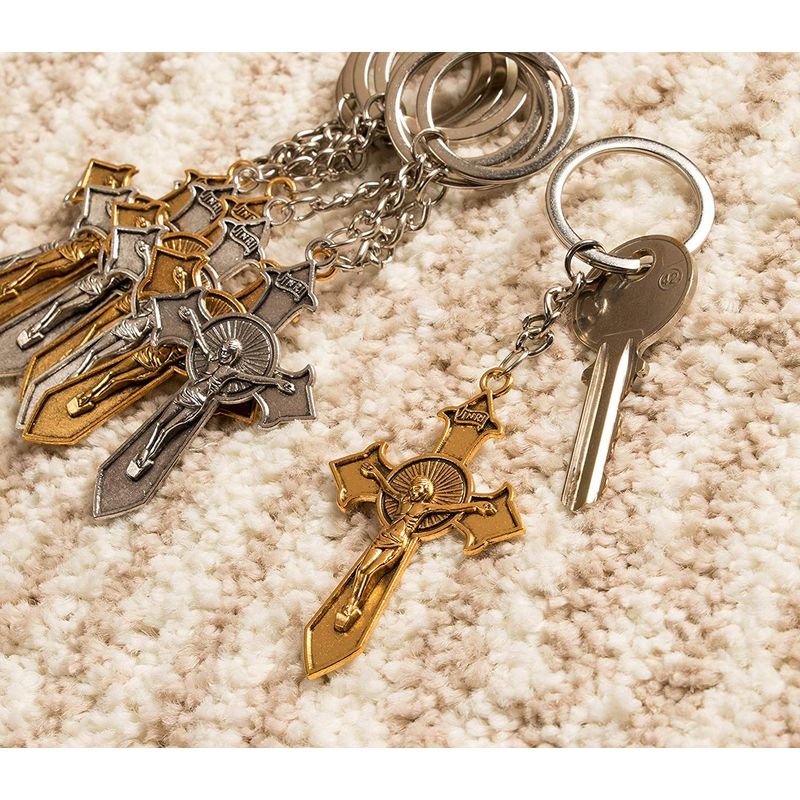 Juvale 12 Pack Metal Cross Keychains, Jesus Key Rings, Religious Door, Car,  Key Holders for Easter, Baptism, Funeral Favors, Silver, Copper, Gold