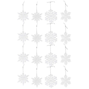 Christmas Tree Glitter Snowflake Ornaments, Hanging Decorations (White, 4 Pack, 18 Pack)