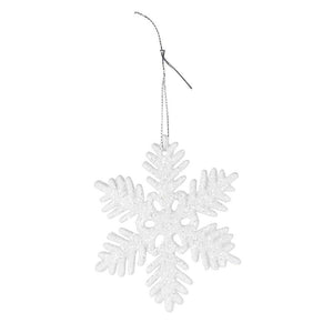 Christmas Tree Glitter Snowflake Ornaments, Hanging Decorations (White, 4 Pack, 18 Pack)