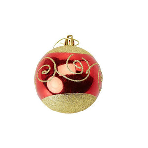 Juvale 12-Pack Christmas Tree Ornaments - Red and Gold Shatterproof Large Christmas Balls Decoration, Classic Holiday Design with Glitter, Hanging Plastic Bauble Decor, 2.7 Inches