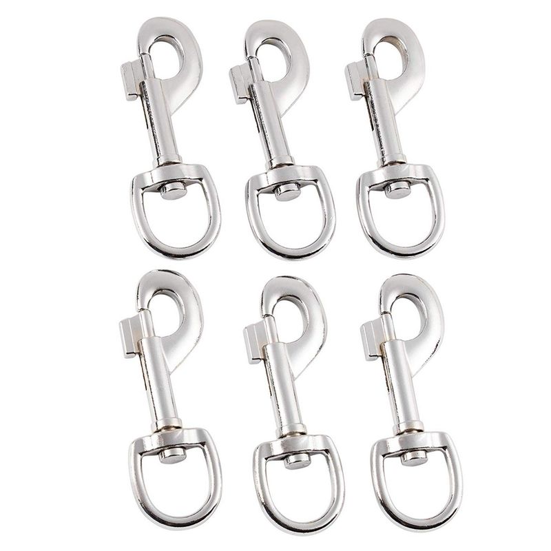6 Pack Lobster Clasps 3.7 x 1.3 Inches Silver Swivel Clasps, Metal D Ring Hooks for Lanyard & DIY Projects, 3.7 x 1.3 Inches