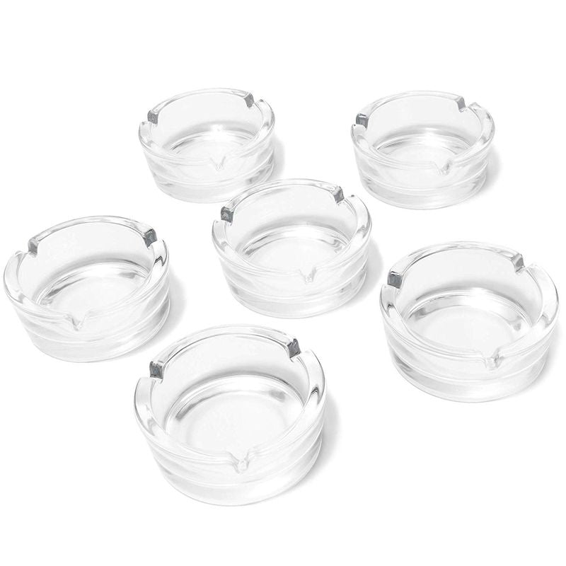 Juvale Glass Ash Trays for Cigarettes (6 Pack) 4 x 1.5 Inches, Clear