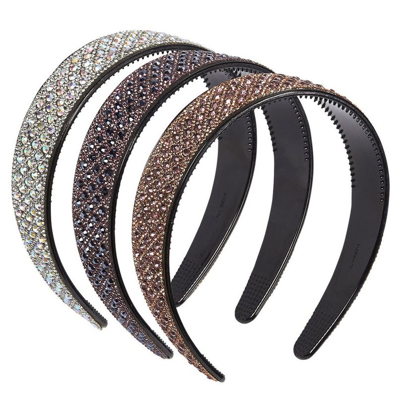 Rhinestone Headband – 3 Pack Crystal Beaded Hair Bands for Women, Wide Sparkle Head Band for Girls – Silver, Rose Gold, Pink