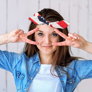 American Flag Bowknot Headband, Accessories for Women (One Size, 12 Pack)