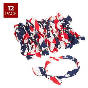 American Flag Bowknot Headband, Accessories for Women (One Size, 12 Pack)