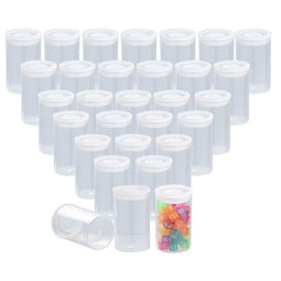 Film Canisters with Caps - 30-Count 35mm Clear Film Canisters, Transparent Storage Containers for Small Accessories