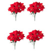 Artificial Flowers for Christmas Decorations, Poinsettia Flower (Red, 4 Pack)