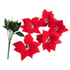 Artificial Flowers for Christmas Decorations, Poinsettia Flower (Red, 4 Pack)