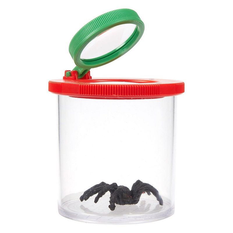 Bug Viewer Box - Bug Jar for Children - Plastic Transparent Catcher Kit with 3x Magnifying Lens, 2.5 x 3.1 x 2.5 Inches, Red and Green