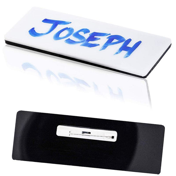 Juvale 15-Pack Blank White Name Tag Badges with Pin Backing, 3 x 1 Inches