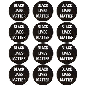 Juvale 12-Pack of Black Lives Matter Pins - BLM Pride Lapel Pins, Iron Buttons, Black - 3 Inches Diameter