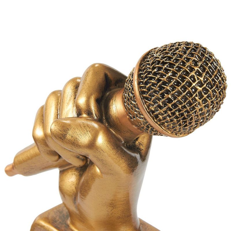 Juvale Golden Microphone Trophy - Small Resin Singing Award Trophy for Karaoke, Singing Competitions, Parties, 5.5 x 4.75 x 2.25 Inches