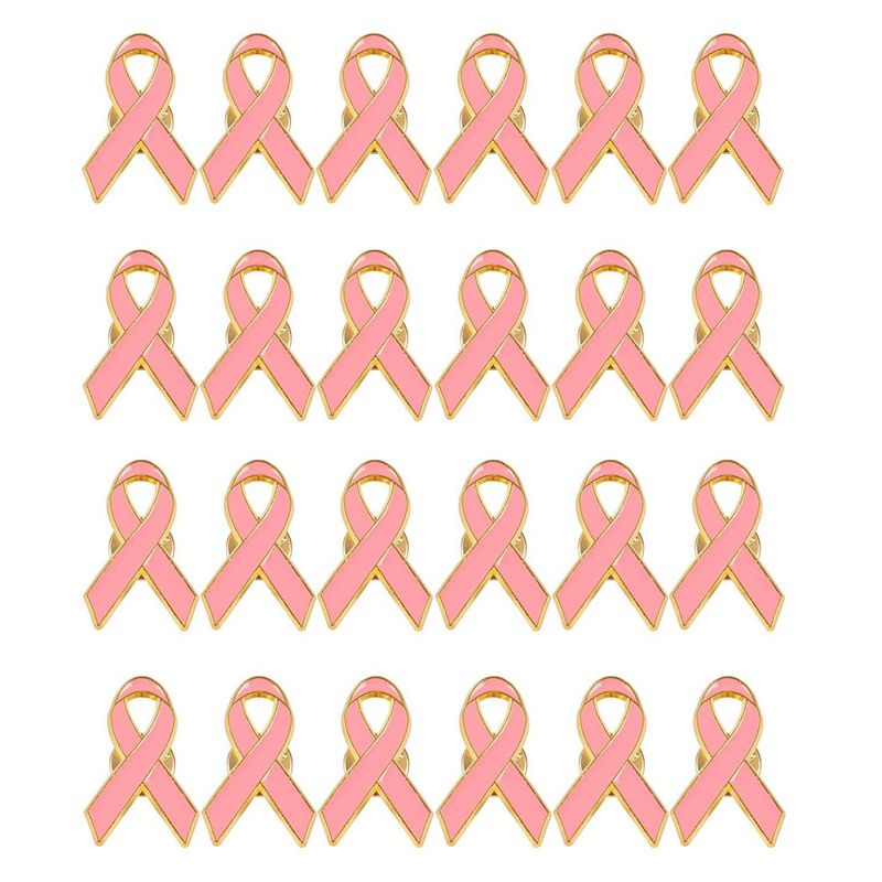 Breast Cancer Awareness Enamel Pins, Pink Ribbon Lapel Pin (24 Pack)