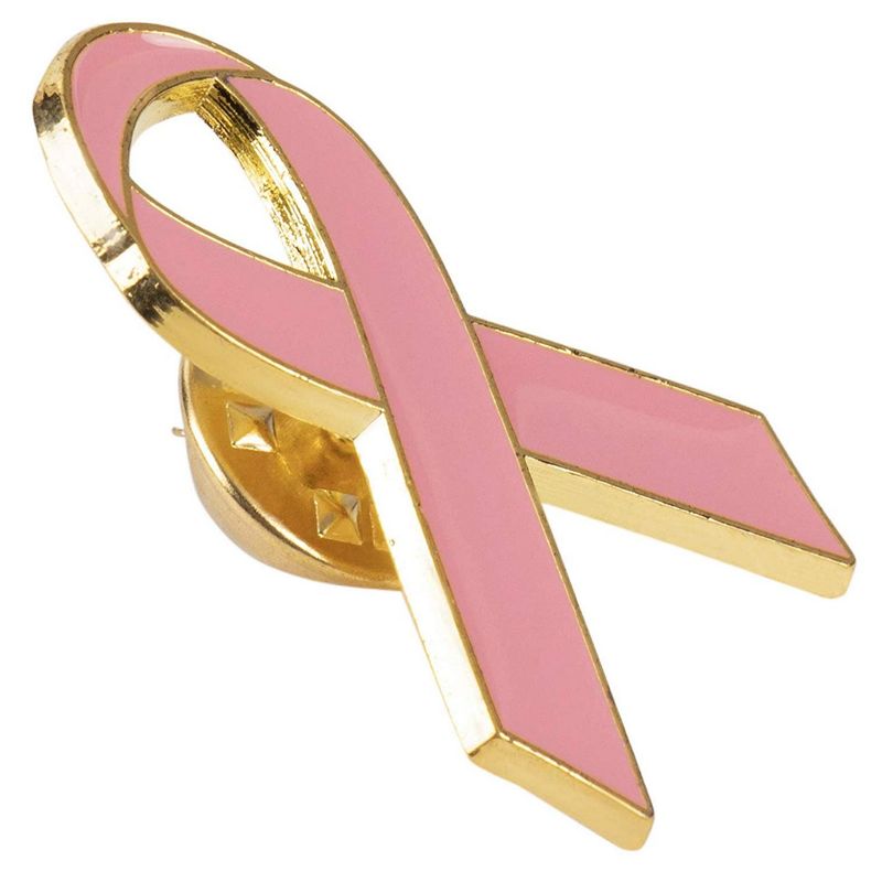 Breast Cancer Awareness Enamel Pins, Pink Ribbon Lapel Pin (24 Pack)