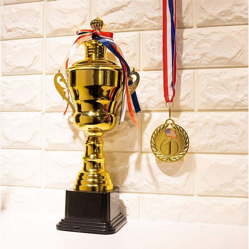 Juvale Award Trophies - Plastic Gold Trophy Cups for Tournaments,  Competitions, Parties