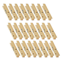 Juvale Wooden Clothespins - 24-Pack Large Clothespins for Shirts, Sheets, Pants, Decor- Made of Natural Wood