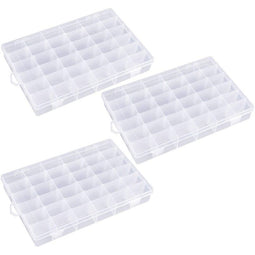 Clear Plastic Jewelry Box Organizer with 36 Compartments (3 Pack)