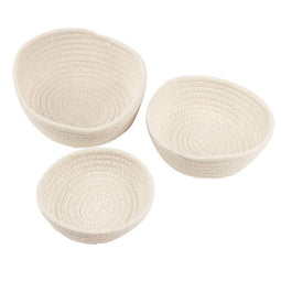 Woven Storage Baskets - 3-Pack Cotton Rope Baskets, Decorative Hampers, Collapsible Rope Storage Bins for Toys, Towels, Blankets, Nursery, Kids Room, 3 Sizes, White